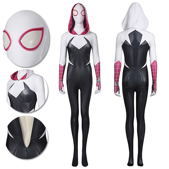 Adult Gwen Cosplay Costumes Across The Spider-Verse Gwen Halloween Suit - Picture 4 of 8